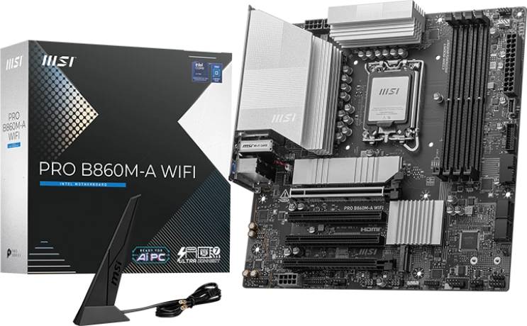 Материнская плата MSI PRO B860M-A WIFI, LGA1851, (HDMI, DP), 4xDDR V, mATX