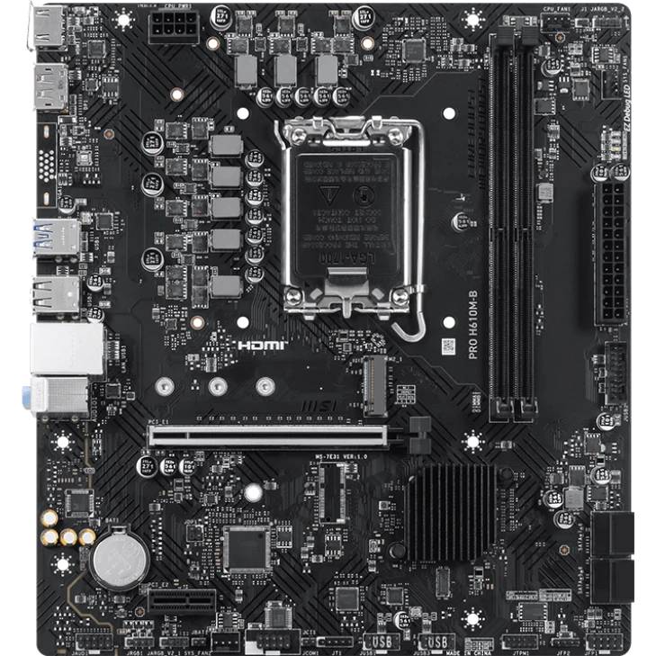 Материнская плата MSI PRO H610M-B, LGA1700, (DP, HDMI), 2xDDR V, mATX