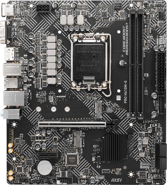 Материнская плата MSI PRO H610M-G, LGA1700, (VGA, HDMI, DP), 2xDDR V, mATX, OEM
