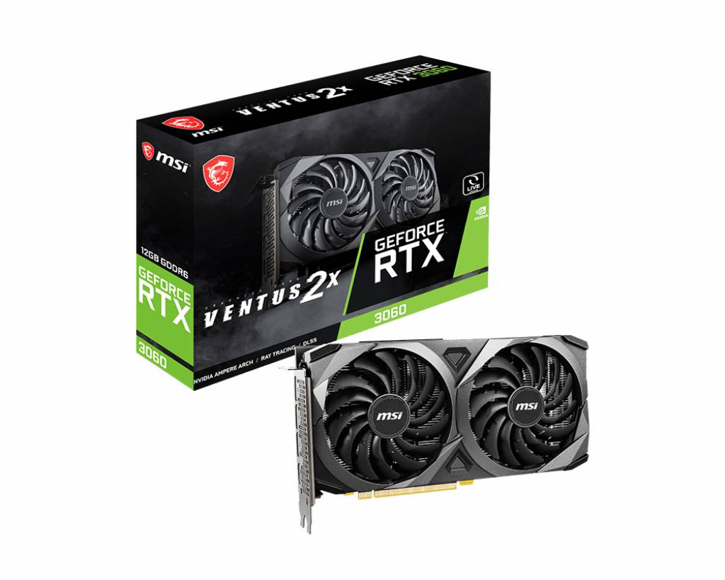 Видеокарта GeForce RTX 3060, 12Gb GDDR6 192bit, MSI RTX 3060 VENTUS 2X 12G, RTL