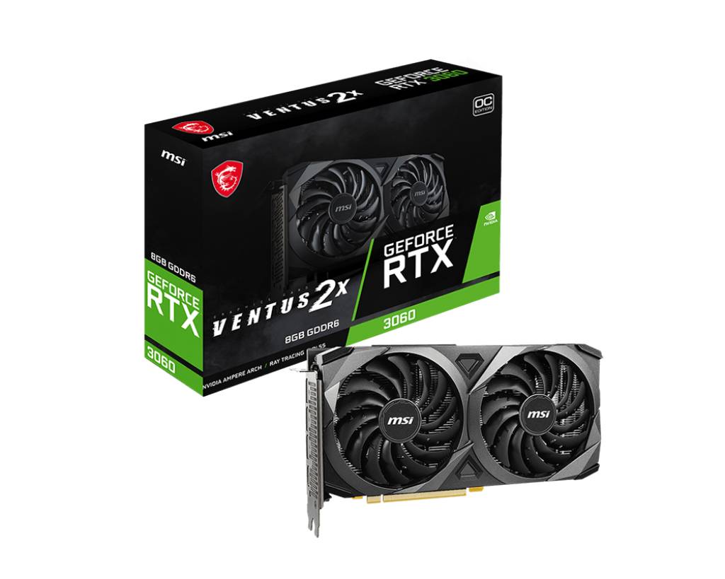 Видеокарта GeForce RTX 3060, 8Gb GDDR6 128bit, MSI RTX 3060 VENTUS 2X 8G OC, RTL