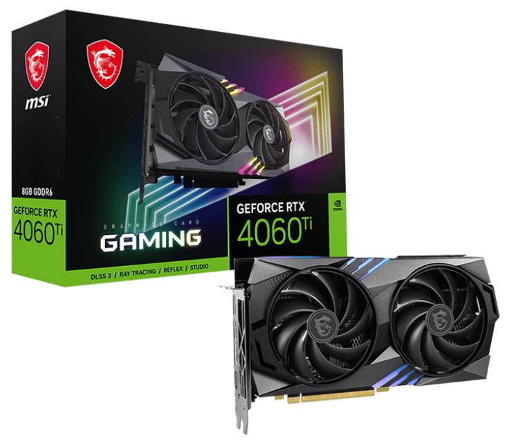 Видеокарта GeForce RTX 4060 Ti, 8Gb GDDR6 128bit, MSI RTX 4060 Ti GAMING 8G, RTL