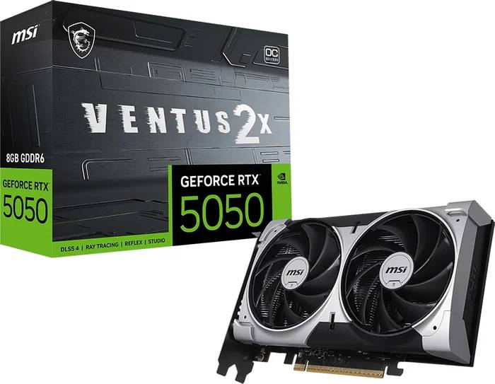 Видеокарта GeForce RTX 5050, 8Gb GDDR6 128bit, MSI RTX 5050 8G VENTUS 2X OC, RTL
