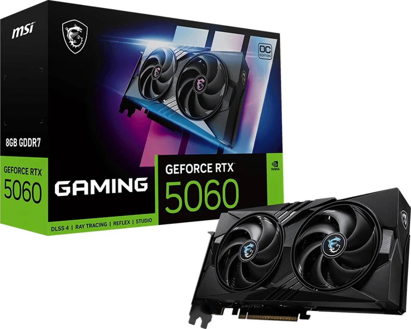 Видеокарта GeForce RTX 5060, 8Gb GDDR7 128bit, MSI RTX 5060 8G GAMING OC, RTL