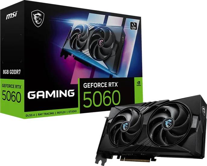 Видеокарта GeForce RTX 5060, 8Gb GDDR7 128bit, MSI RTX 5060 8G GAMING, RTL