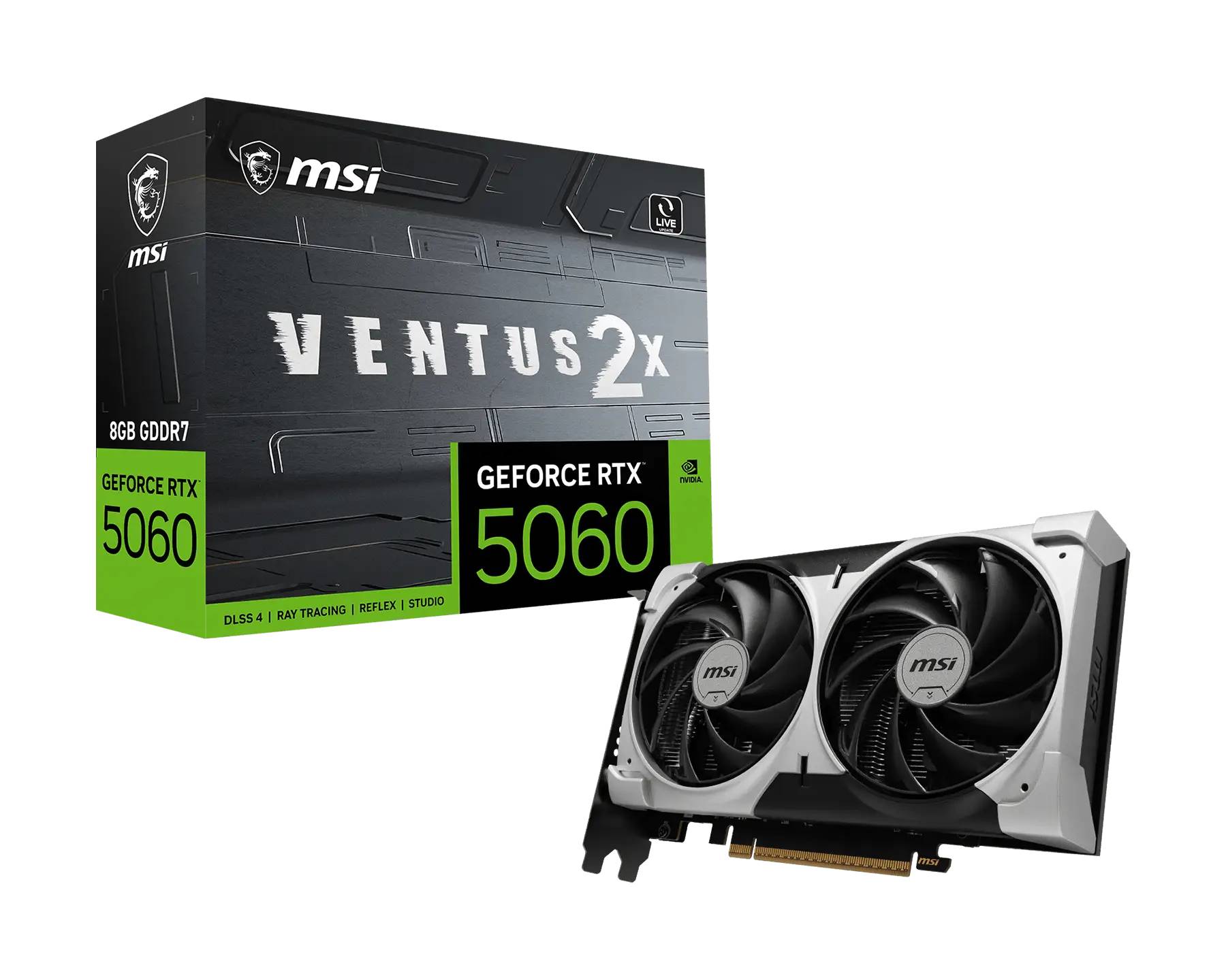 Видеокарта GeForce RTX 5060, 8Gb GDDR7 128bit, MSI RTX 5060 8G VENTUS 2X V1, RTL