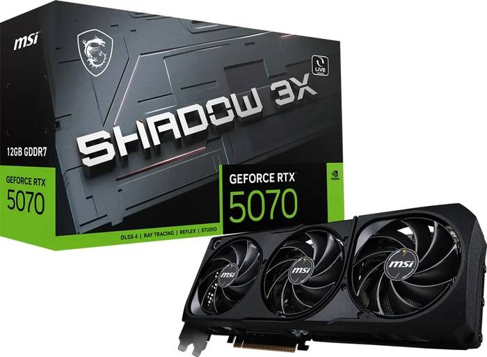 Видеокарта GeForce RTX 5070, 12Gb GDDR7 192bit, MSI RTX 5070 12G SHADOW 3X, RTL