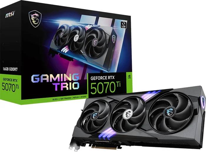 Видеокарта GeForce RTX 5070 TI, 16Gb GDDR7 256bit, MSI RTX 5070 Ti 16G GAMING TRIO, RTL