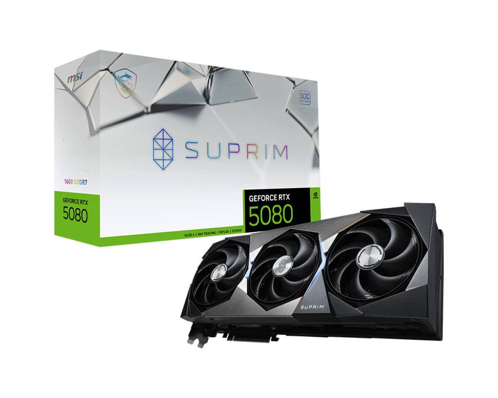 Видеокарта GeForce RTX 5080, 16Gb GDDR7 256bit, MSI RTX 5080 16G SUPRIM SOC, RTL (602-V531-14S)
