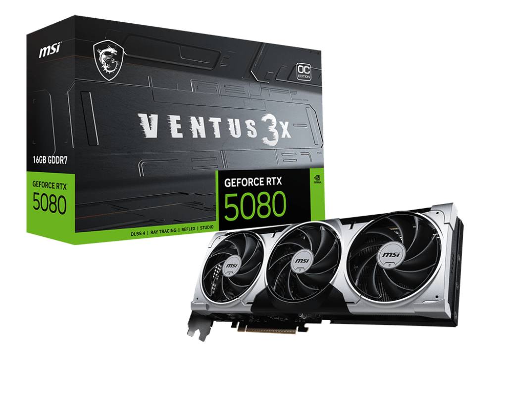 Видеокарта GeForce RTX 5080, 16Gb GDDR7 256bit, MSI RTX 5080 16G VENTUS 3X OC PLUS, RTL