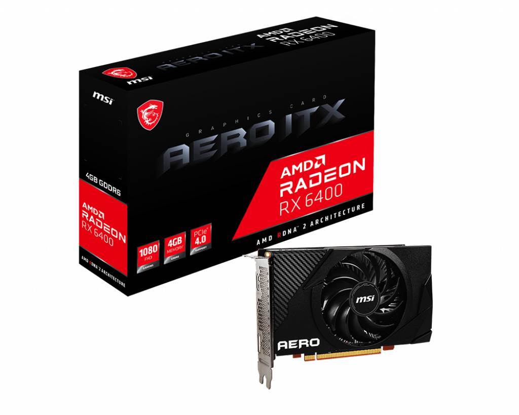 Видеокарта Radeon RX 6400, 4Gb GDDR6 64bit, MSI RX 6400 AERO ITX 4G, RTL