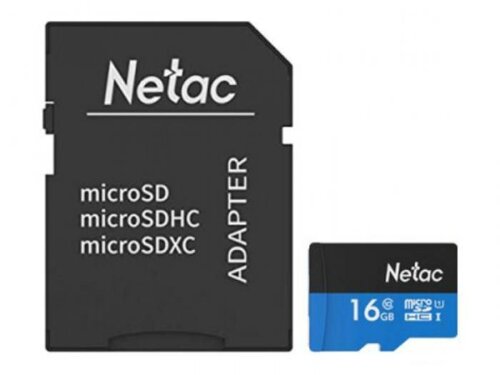 Карта памяти 16Gb Netac NT02P500STN-016G-R, SD Micro, SDHC Class 10, UHS-I U1, переходник