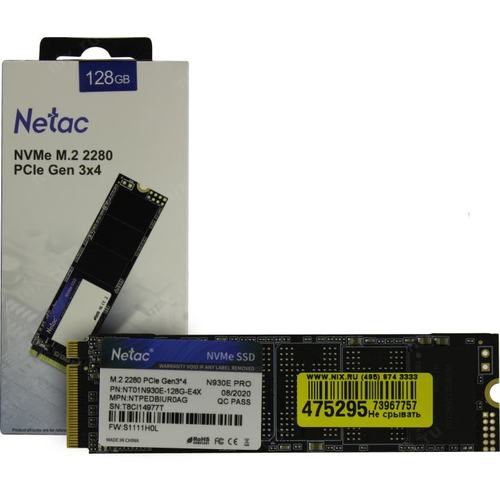 128Gb SSD Netac N930E Pro NT01N930E-128G-E4X, (970/650), NVMe M.2