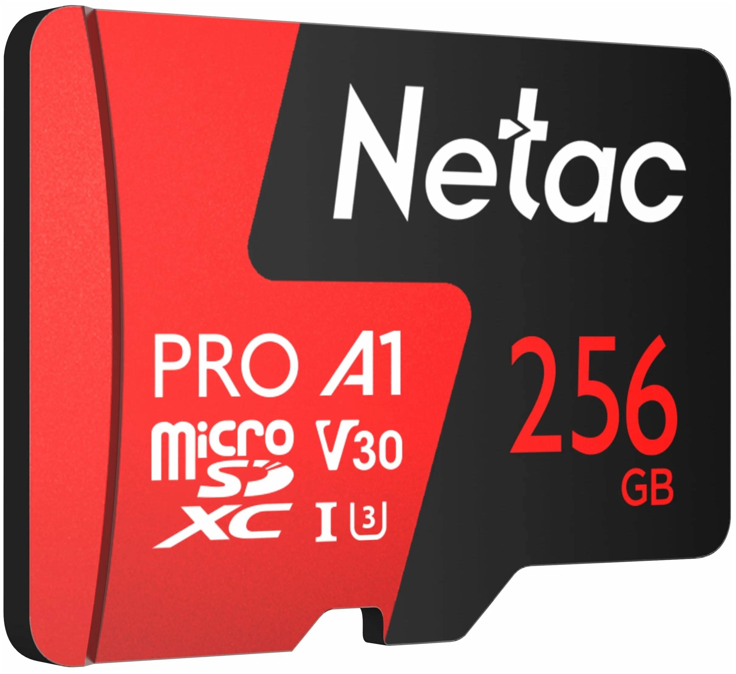 Карта памяти 256Gb Netac P500 Extreme Pro NT02P500PRO-256G-S, SD Micro, SDXC Class 10, UHS-I U3