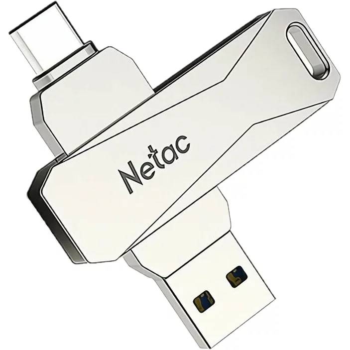 128Gb Netac U782C NT03U782C-128G-30PN, USB3.0 + USB Type-C, Silver