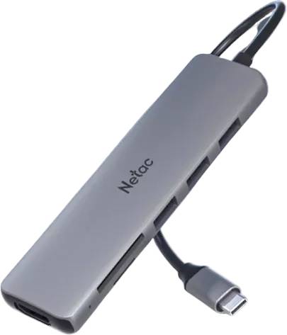 Разветвитель Netac WF14 NT08WF14-30GR, Type-C to USB3.0*3+HDMI+mSD/SD 2.0