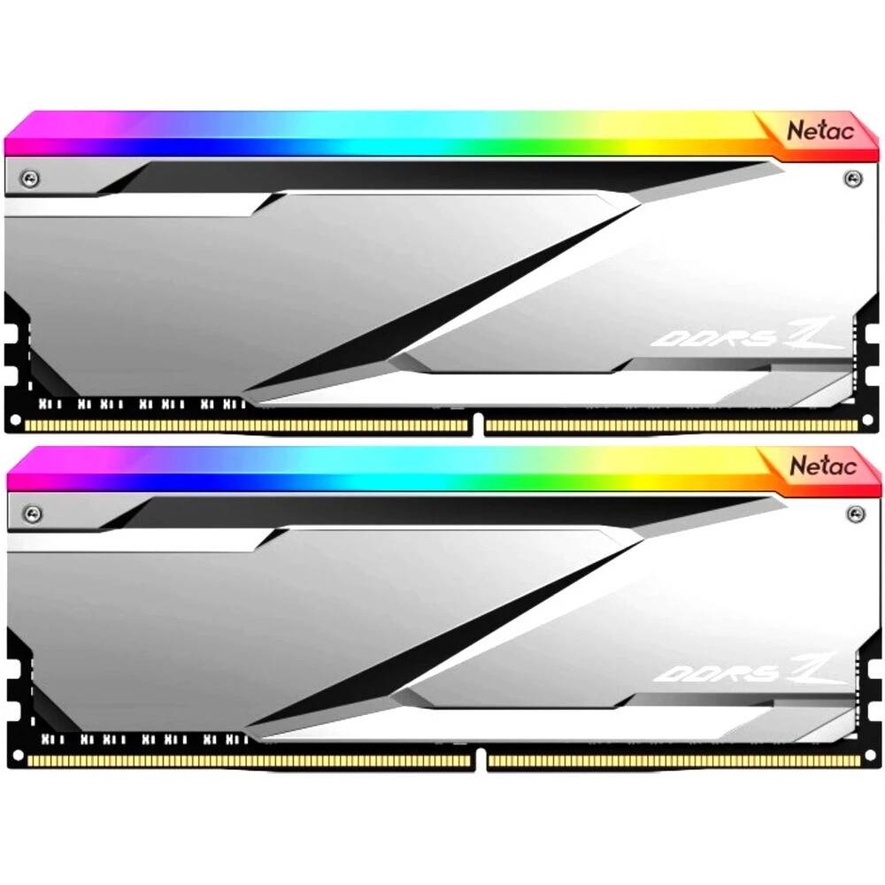 Оперативная память 32Gb Netac Z RGB Silver NTZED5P64DP-32S, DDR V, PC-51200, 6400MHz, kit 2x16Gb, ECC