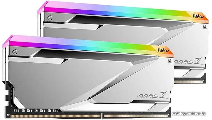 Оперативная память 32Gb Netac Z RGB Silver NTZED5P76DP-32S, DDR V, PC-60800, 7600MHz, kit 2x16Gb, ECC