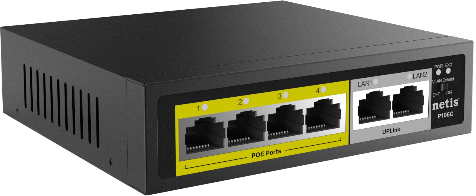 Коммутатор Netis P106C, 4xLAN 100Mbps, 2xUplink 100Mbps