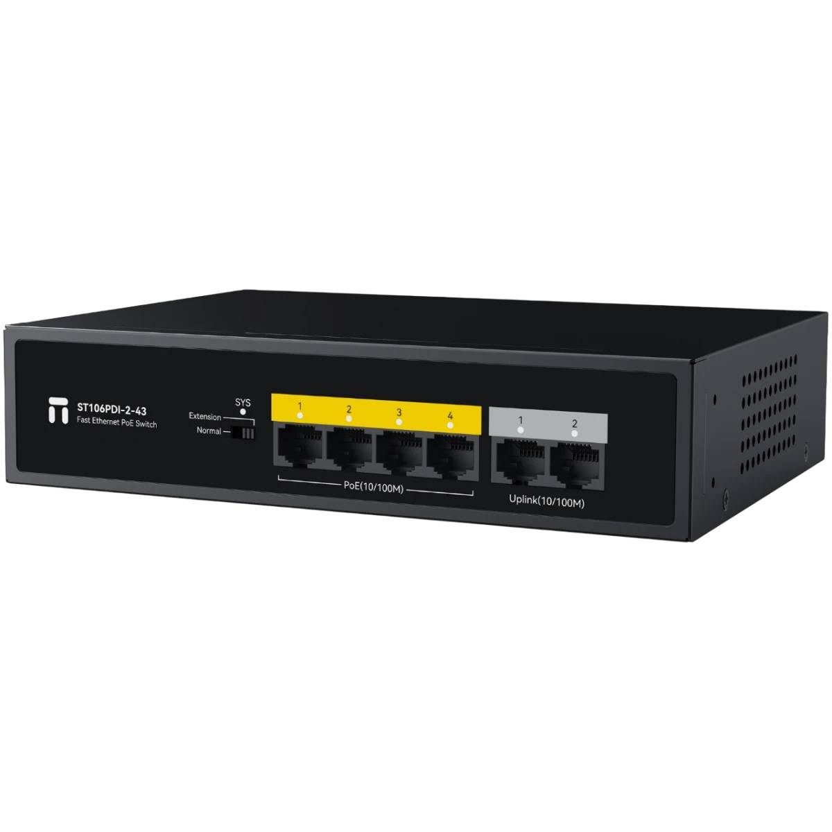 Коммутатор Netis ST106PDI-2-43, 4xLAN 100Mbps, 2xUplink, PoE