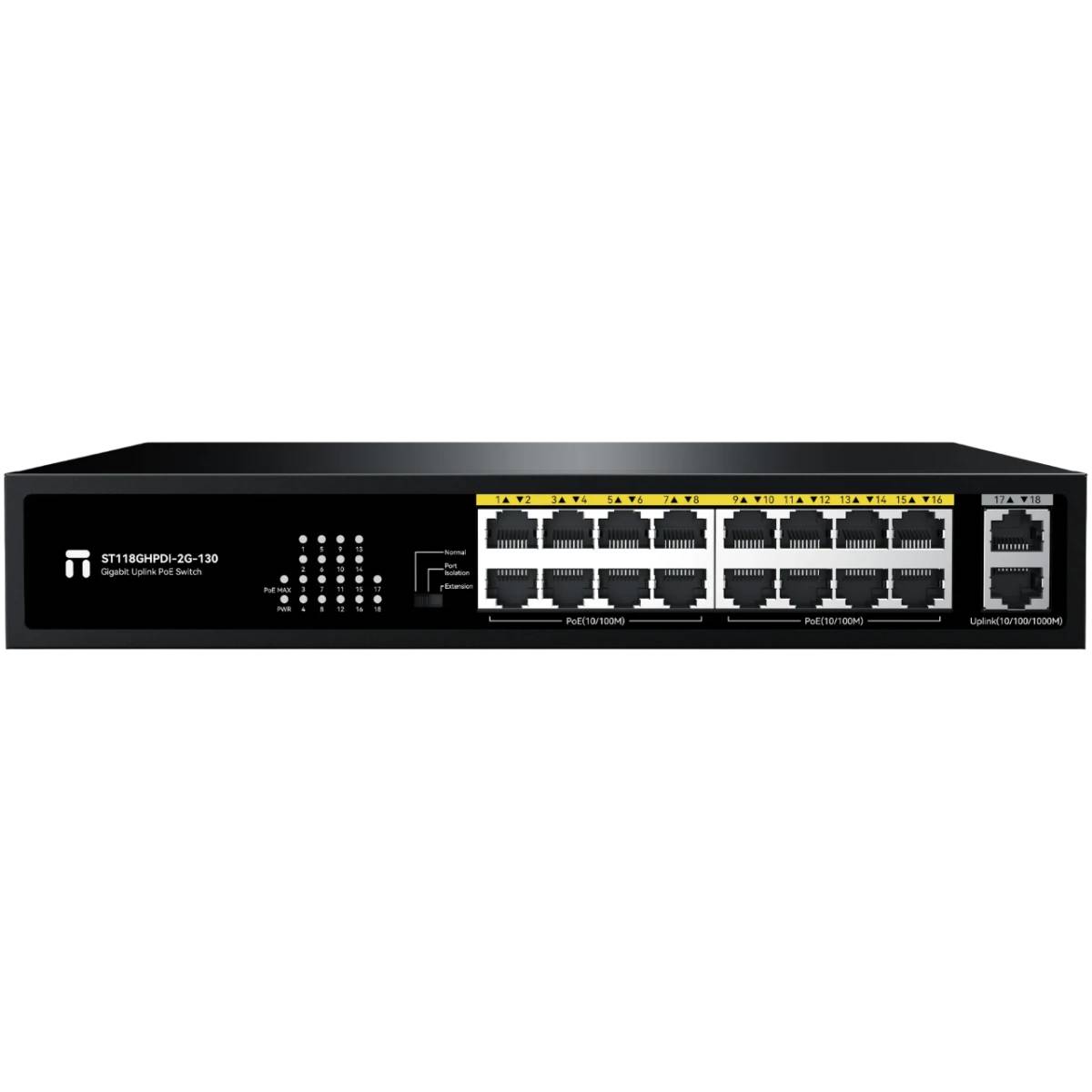 Коммутатор Netis ST118GHPDI-2G-130, 16xLAN 100Mbps, 2xUplink, PoE