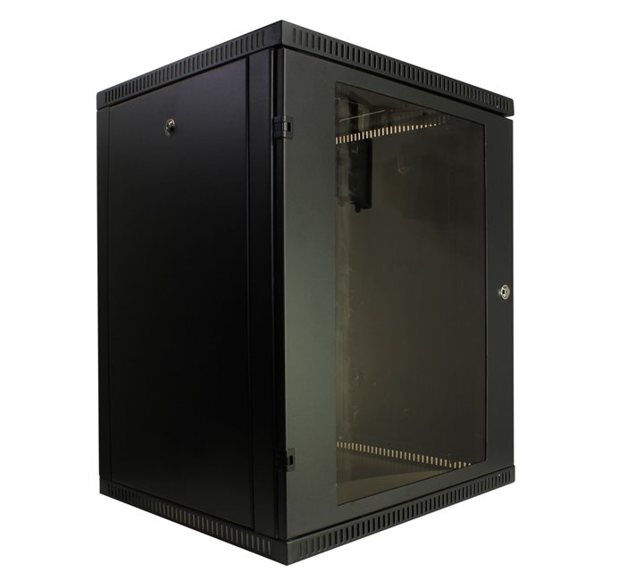 Шкаф настенный 19" NT WALLBOX 15-65 B, 15U, 600*520, дверь стекло-металл, черный