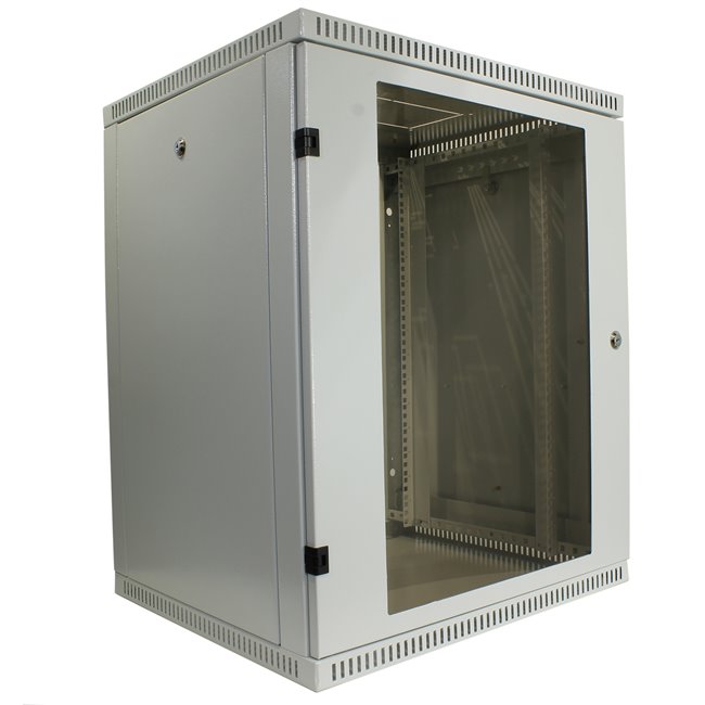 Шкаф настенный 19" NT WALLBOX 15-65 G, 15U, 600*520, дверь стекло-металл, серый