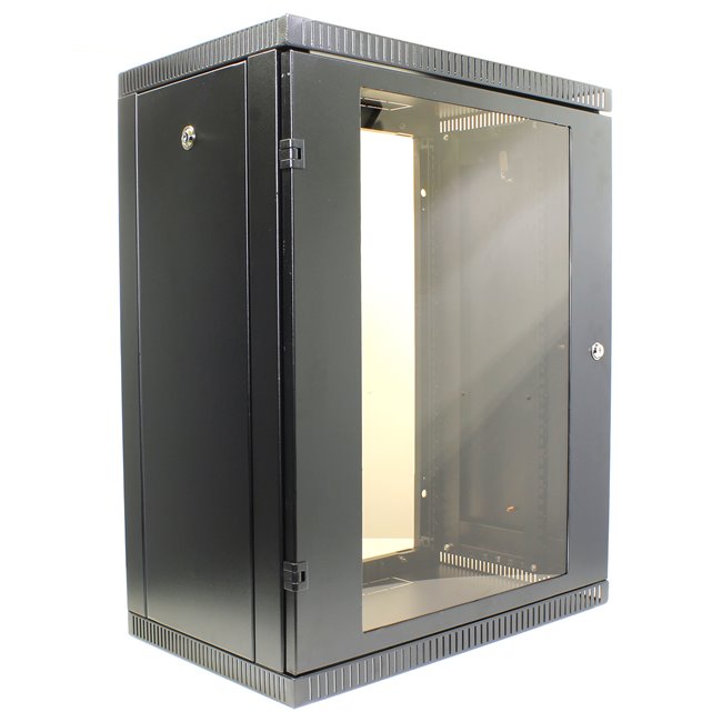 Шкаф настенный 19" NT WALLBOX 15-63 B, 15U, 600*350, дверь стекло-металл, черный