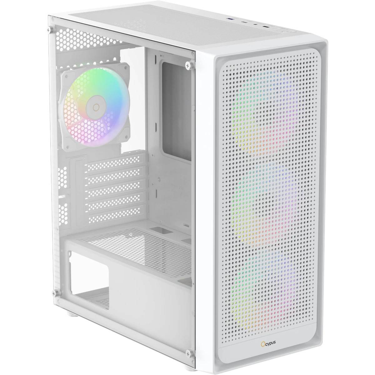 Корпус Ocypus Gamma C50 ARGB White (Gamma-C50-WHG400XX-GL), без БП, mATX