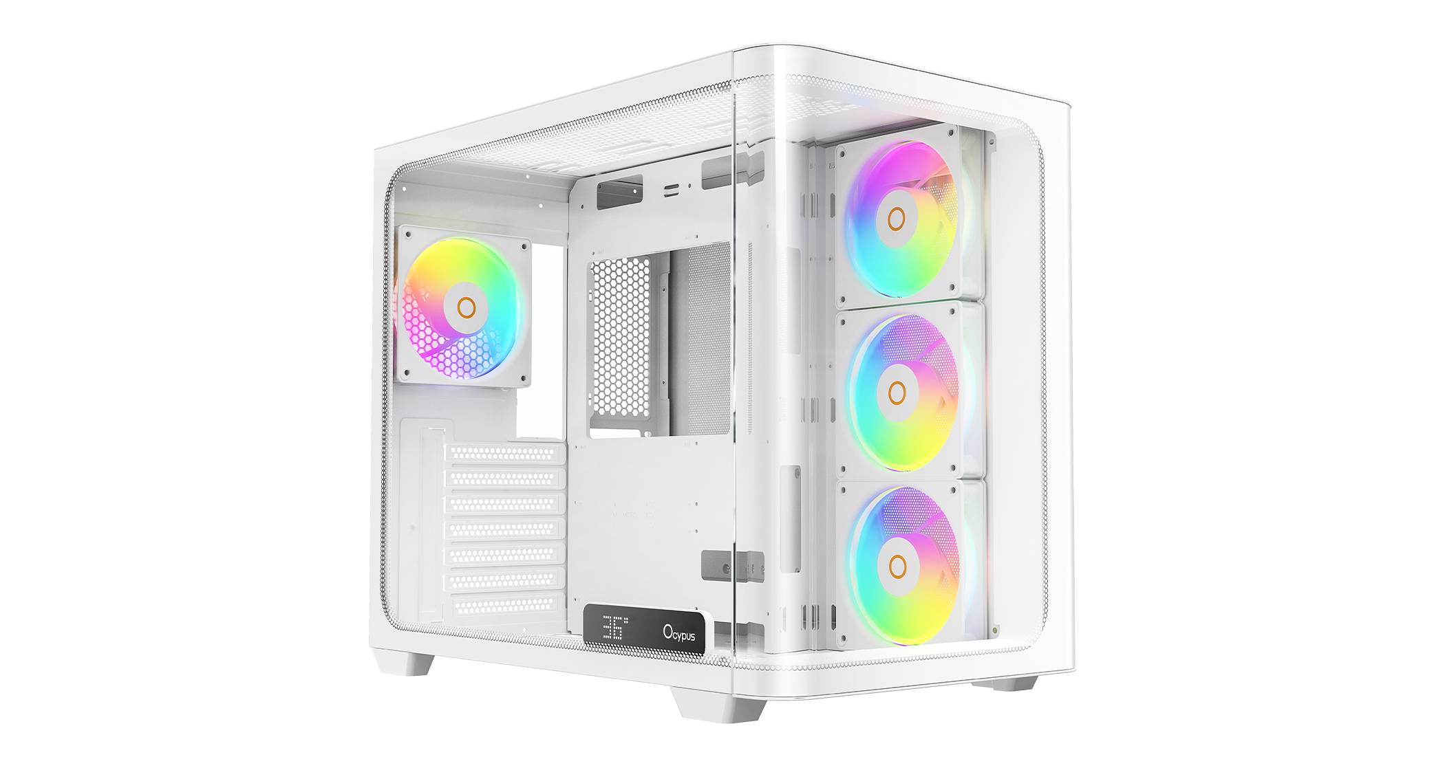 Корпус Ocypus Iota C70 Curve ARGB White (Iota-C70-WHD400CD-GL), без БП, ATX