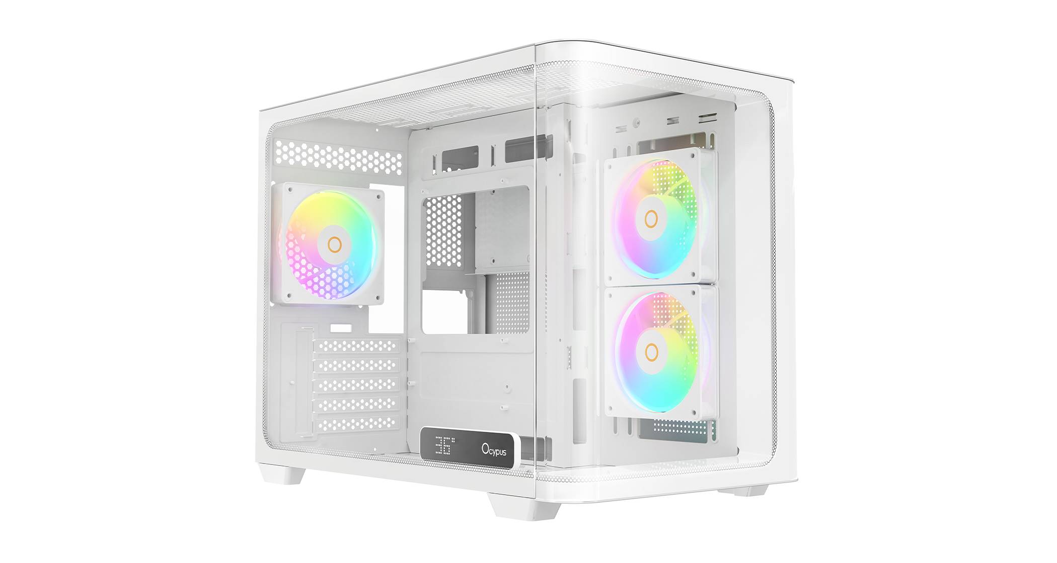 Корпус Ocypus Iota C50 Curve ARGB White (Iota-C50-WHD300CD-GL), без БП, mATX