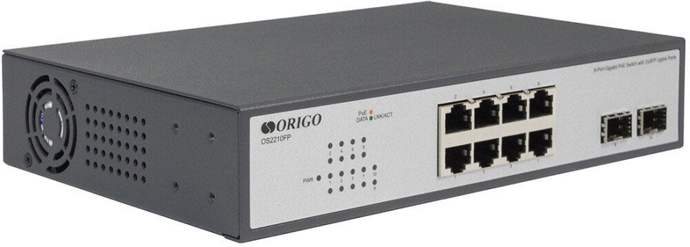 Коммутатор ORIGO OS2210FP/120W/A1A, 8xLAN 1Gbps, 2xSFP, PoE+