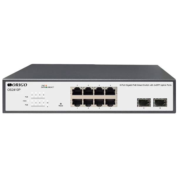 Коммутатор ORIGO OS2410P/120W/A1A, 8xLAN 1Gbps, 2xSFP, PoE