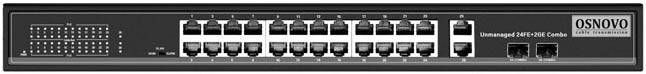Коммутатор Osnovo SW-62422(400W), 24xLAN 100Mbps, 2xCombo (1Gbps/SFP), PoE