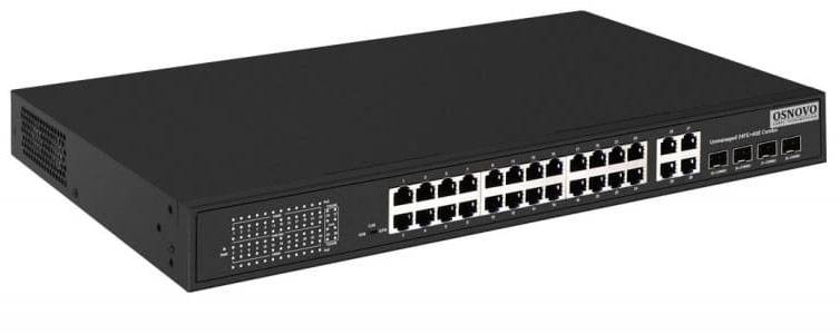 Коммутатор Osnovo SW-62444(400W), 24xLAN 100Mbps, 4xSFP, PoE