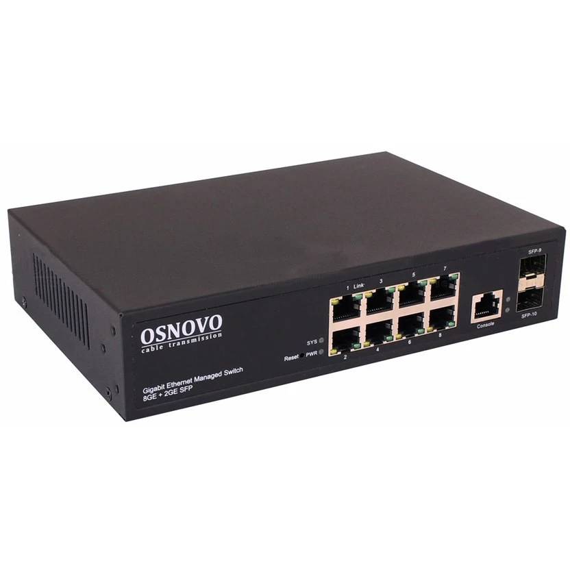 Коммутатор Osnovo SW-70802/L2, 8xLAN 1Gbps, 2xSFP