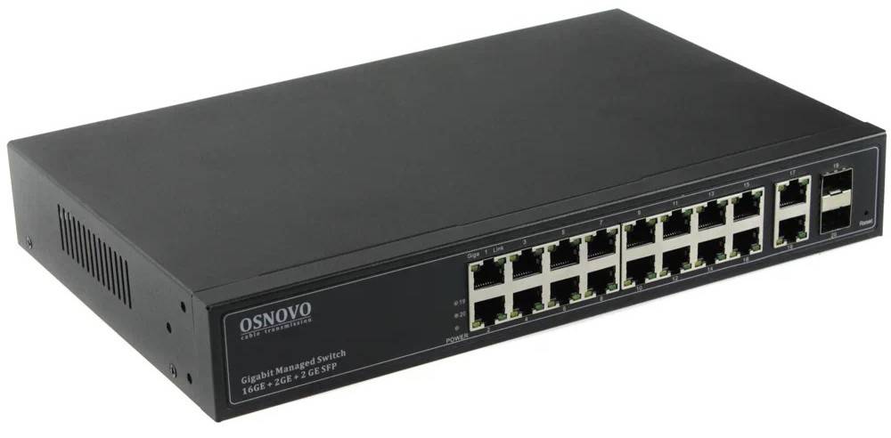 Коммутатор Osnovo SW-71802/L, 18xLAN 1Gbps, 2xSFP