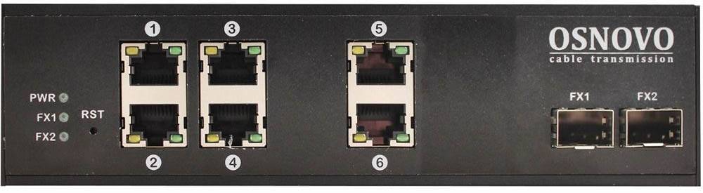 Коммутатор Osnovo SW-8062/IC, 6xLAN 1Gbps, 2xSFP