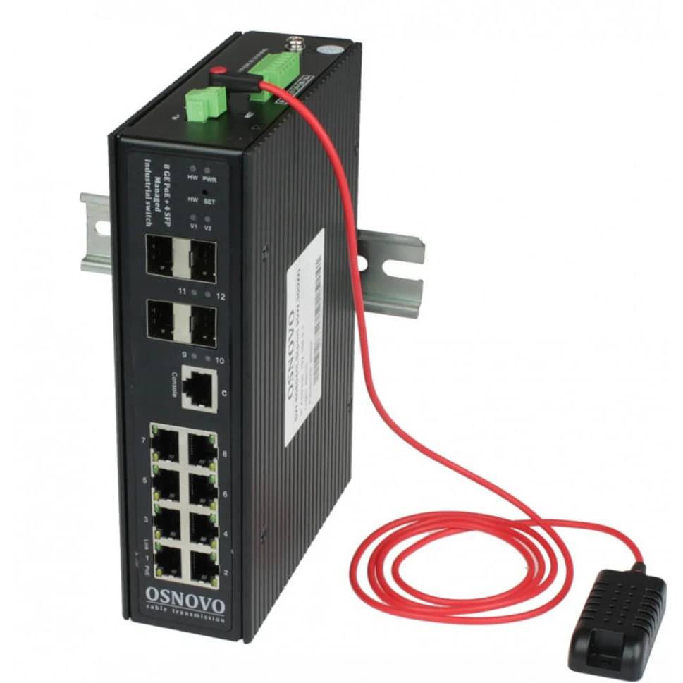 Коммутатор Osnovo SW-80804/ILS(PORT 90W, 300W), 8xLAN 1Gbps, 4xSFP, PoE