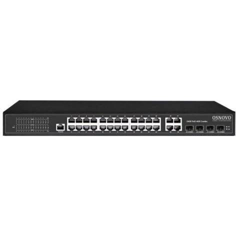 Коммутатор Osnovo SW-8244/L(400W), 24xLAN 1Gbps, 4xCombo (1Gbps/SFP), PoE+