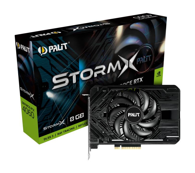 Видеокарта GeForce RTX 4060, 8Gb GDDR6 128bit, Palit StormX NE64060019P1-1070F, RTL