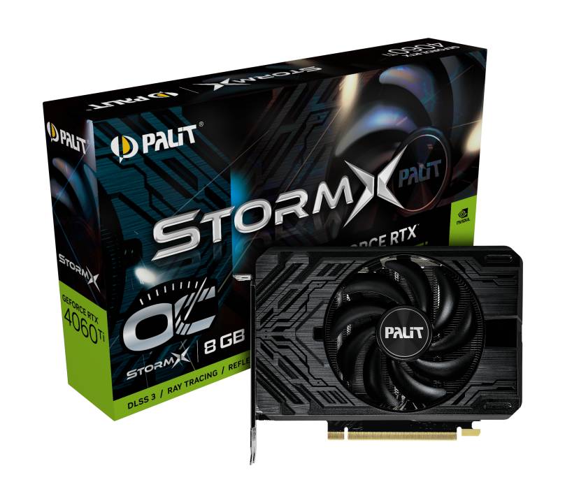 Видеокарта GeForce RTX 4060 Ti, 8Gb GDDR6 128bit, Palit StormX OC NE6406TS19P1-1060F, RTL