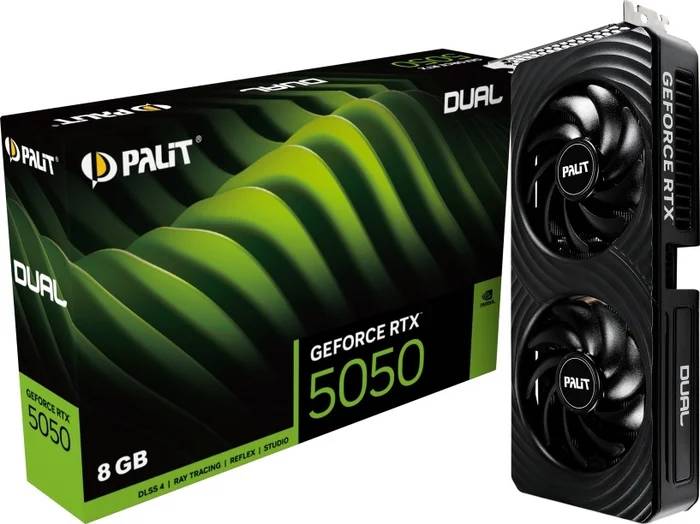 Видеокарта GeForce RTX 5050, 8Gb GDDR6 128bit, Palit RTX 5050 DUAL NE65050019P1-GB2070D, RTL