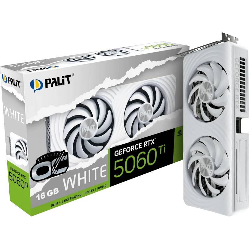 Видеокарта GeForce RTX 5060Ti, 16Gb GDDR7 128bit, Palit RTX 5060 Ti WHITE OC NE7506TU19T1-GB2061M, RTL