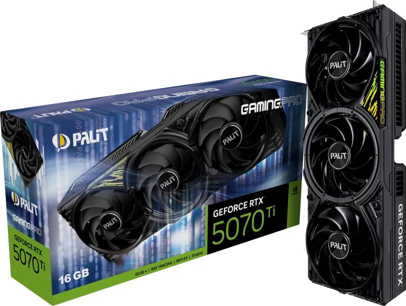 Видеокарта GeForce RTX 5070TI, 16Gb GDDR7 256bit, Palit RTX 5070TI GamingPro NE7507T019T2-GB2031Y, RTL