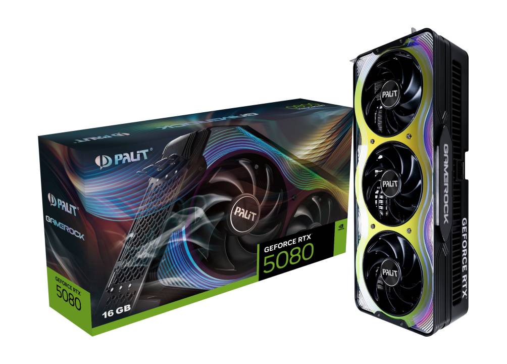 Видеокарта GeForce RTX 5080, 16Gb GDDR7 256bit, Palit GameRock NE75080019T2-GB2030G, RTL