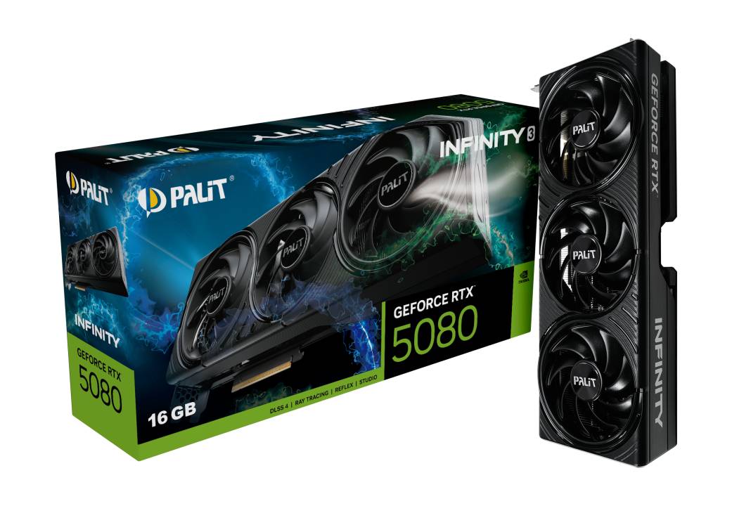 Видеокарта GeForce RTX 5080, 16Gb GDDR7 256bit, Palit Infinity 3 NE75080019T2-GB2035S, RTL