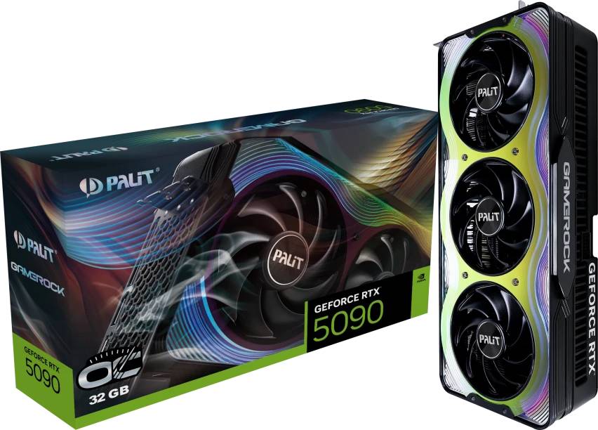 Видеокарта GeForce RTX 5090, 32Gb GDDR7 512bit, Palit RTX 5090 GameRock OC NE75090S19R5-GB2020G, RTL