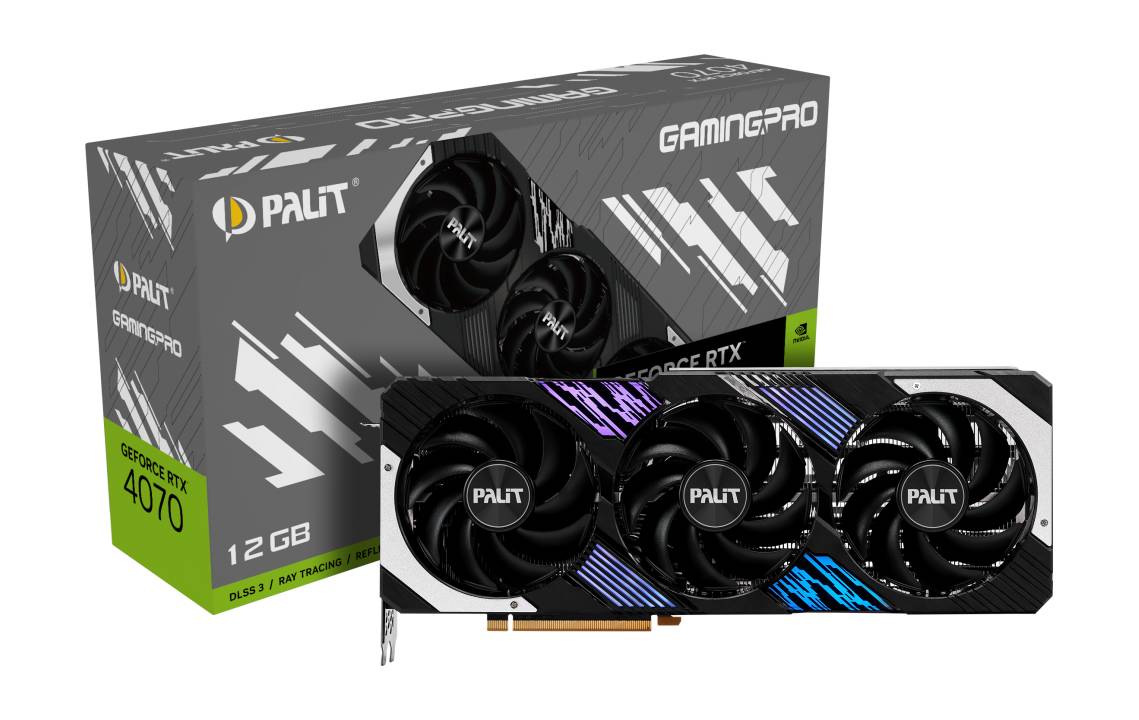 Видеокарта GeForce RTX 4070, 12Gb GDDR6X 192bit, Palit GamingPro NED4070019K9-1043A, RTL