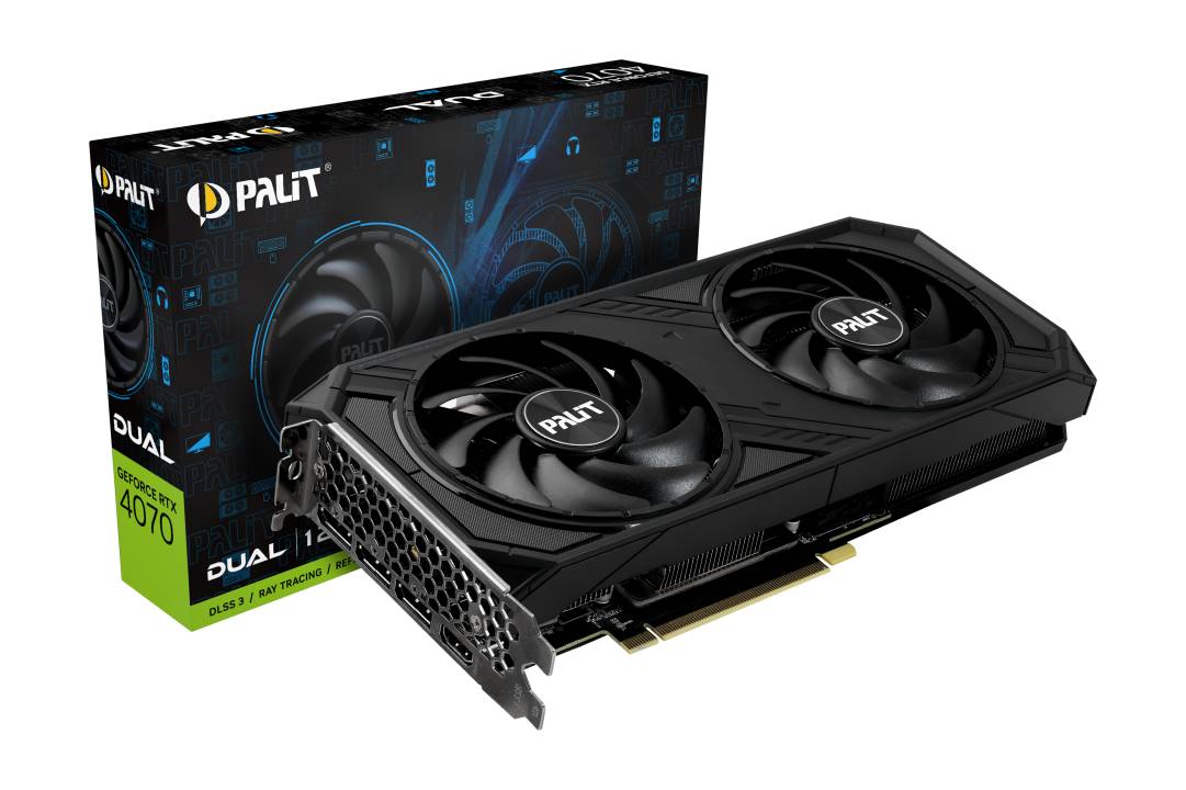 Видеокарта GeForce RTX 4070, 12Gb GDDR6X 192bit, Palit Dual NED4070019K9-1047D, RTL